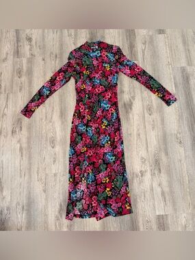 Future Collective‎ Floral Midi Dress Long Sleeve Fitted XXS